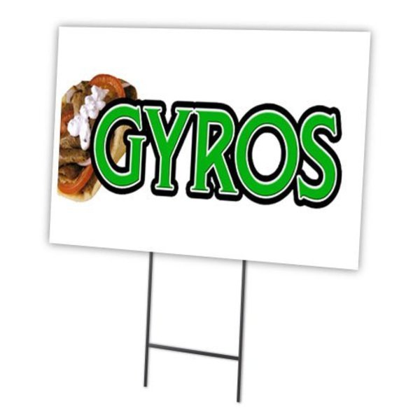 Signmission Gyros Yard Sign & Stake outdoor plastic coroplast window, C-1216 Gyros C-1216 Gyros